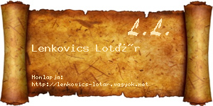Lenkovics Lotár névjegykártya
